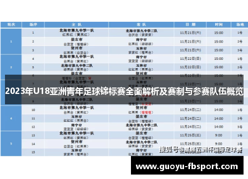 2023年U18亚洲青年足球锦标赛全面解析及赛制与参赛队伍概览