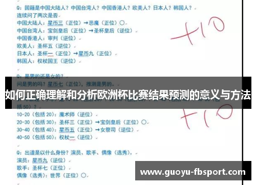 如何正确理解和分析欧洲杯比赛结果预测的意义与方法