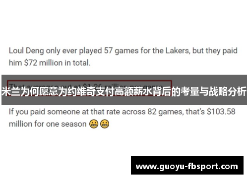 米兰为何愿意为约维奇支付高额薪水背后的考量与战略分析